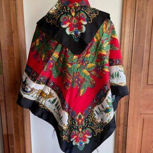 AVON 1994 Holiday Inspirations Vintage Christmas Scarf Holly Reindeer Ma…